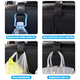 KHGUZ 4PCS Car Seat Headrest Hooks, Automotive Seatback Hangers Holder, Stylish Vehicle Seat Back Storage Organizer for Purses, Handbags, Clothes, Universal for RV, SUV, Truck (White)