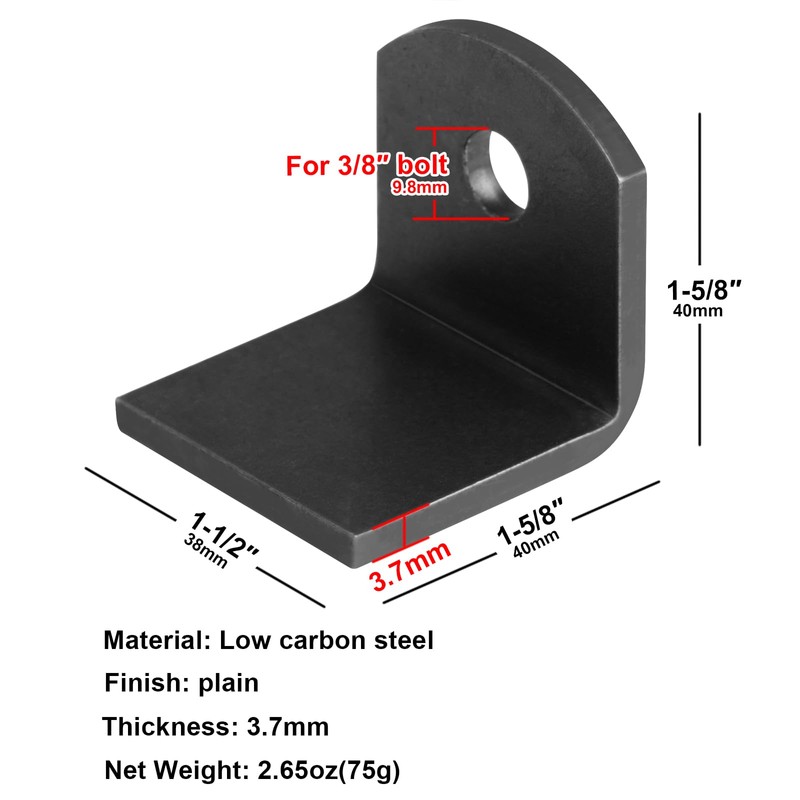 heneng 10 Pcs Weld Tab Bent with 3/8" Hole, Trailers