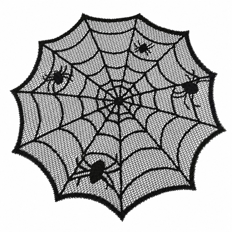 30cm Black Spider Web Placemat for Halloween – Lace-Style Round
