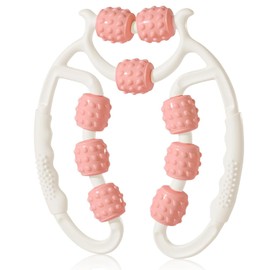 Massageroller, Cellulite Massagegerät, Massagerolle mit Griff für Bein Fuß Arm Massage (Weiß + Orange)