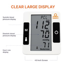 Dario Premium Blood Pressure Monitor for Home Use – Smart, Reliable & Easy to Use, Adjustable Arm Cuff (8.75–16.5"), Bluetooth App & Carrying Case