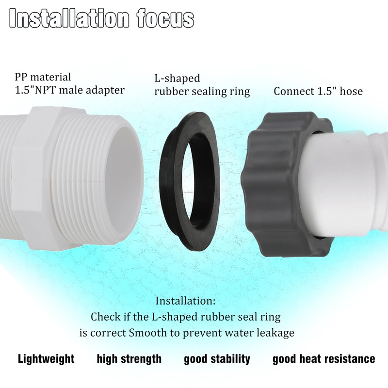 Pool Hose Connector, 1.5-Inch Hose Extender, Intex&Coleman Compatible Above Ground