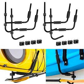 TCMT Heavy Duty Steel Kayak Ladder Wall Mount Folding Storage Rack Fit Indoor Outdoor Storage Kayak Surfboard Sailing (Black, 2 Sets)