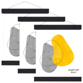 HEART ART Magnetic Poster Hanger Frame,8x10,8x12,8x8 Poster Frame Wood Wooden Magnet Hanging Kit for Walls Map Canvas Artwork (Black,3 PACK)