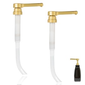 2-Pack Gold Sauce Pump Dispenser for 64 oz Bottles - Reusable 15CC Syrup Pump for Chocolate and Caramel Sauces - Sauce Pump Dispenser for Vanilla Mocha Sauces