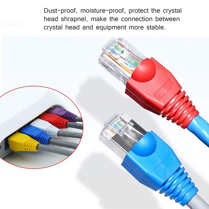 Aussel 10 Color 100PCS Soft Plastic Ethernet RJ45 Cable Connector