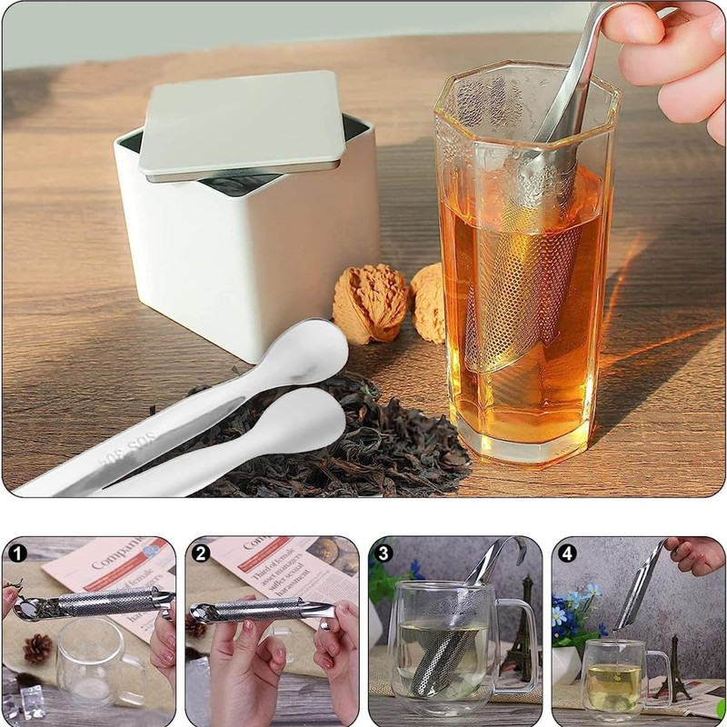 TOYSS Stainless Steel Stick Pipe Tea Steeper Strainer, 2 Pack