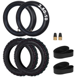 WEIYINGSI 2.50-10 Dirt Bike Tire, 2.5-10" Off-Road Tires and 2.5/2.75-10 Dirt Bike Inner Tubes with TR4 Straight Valve Stem for Off-Road Motorcycle XR50 CRF50 PW50 JR50 DRZ70 2 Pack