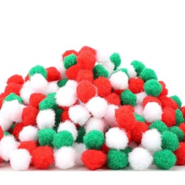 600 Pieces Christmas Pom Poms Set, Christmas Fluffy Pom Balls, Christmas Pom Poms, Handmade Pom Pom Decoration, Mini Red Green White Craft Ornaments for DIY Accessories Christmas Party Decor