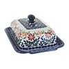 Blue Rose Polish Pottery Garden Bouquet Large Butter Dish