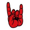 Heavy Metal Hand Red Rocker Devil Horn Iron-On Patch Size