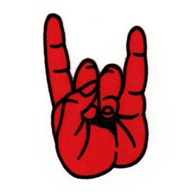 Heavy Metal Hand Red Rocker Devil Horn Iron-On Patch Size 6.2 x 10 cm