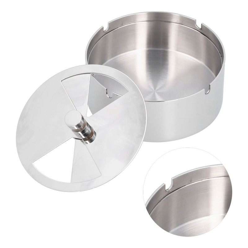 Ashtray Outdoor Thickened Stainless Steel Windproof Rotating Cover Design Finely