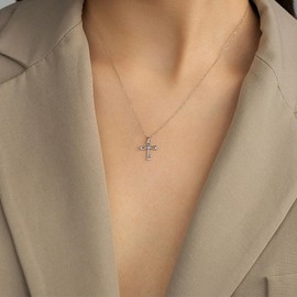 IEFWELL Silver Cross Necklaces for Women - Dainty Windmill Cross Necklace Silver Necklaces for Women, Cute Pendant Necklace Faith Jewelry