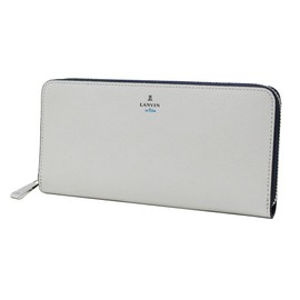 LANVIN en Bleu Round Zipper Long Wallet, white