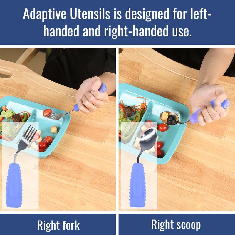 Adaptive Utensils Set – Ergonomic Angled Fork & Spoon for