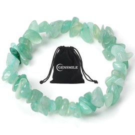 GENSMILE Green Stone Bracelet Crystal Stone Chain - 1 Piece Natural Rock Crystal Gemstone Bead Bracelet for Women, Real Stones Yoga Wrist Band Green Crystal Chain Gifts for Girls Women, Stone