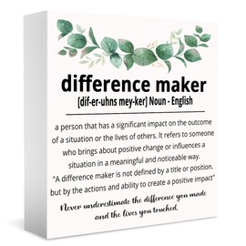 Difference Maker Employee Appreciation Gifts for Women Men, Boss Gifts, Thank you Gifts for Leader Coach Mentor Teacher, New Job Inspirational Home Office Presents for Coworker Wooden Decorative