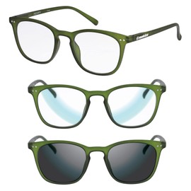 Croakies Perry Photochromic Progressive Eyewear | UV400 Sunglass for Outdoor | Bluelight Eyeglass for HEV Devices | Bundle