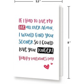 Romantic Love Poem Valentine's Day Card, Sweet Valentines Day Card for Him Her, If I Had to Live My Life All Over Again