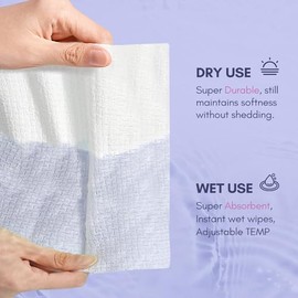 PoeticEHome Toalla facial desechable – Toallitas secas de limpieza facial de tejido de algodón extra gruesas – Paños biodegradables para quitar maquillaje y limpieza de superficies, paquete de 1