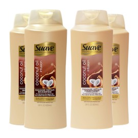 Suave Professionals Acondicionador elegante, Champú y acondicionador, infusión con aceite de coco, 28 Fl. Oz (Pack of 4)