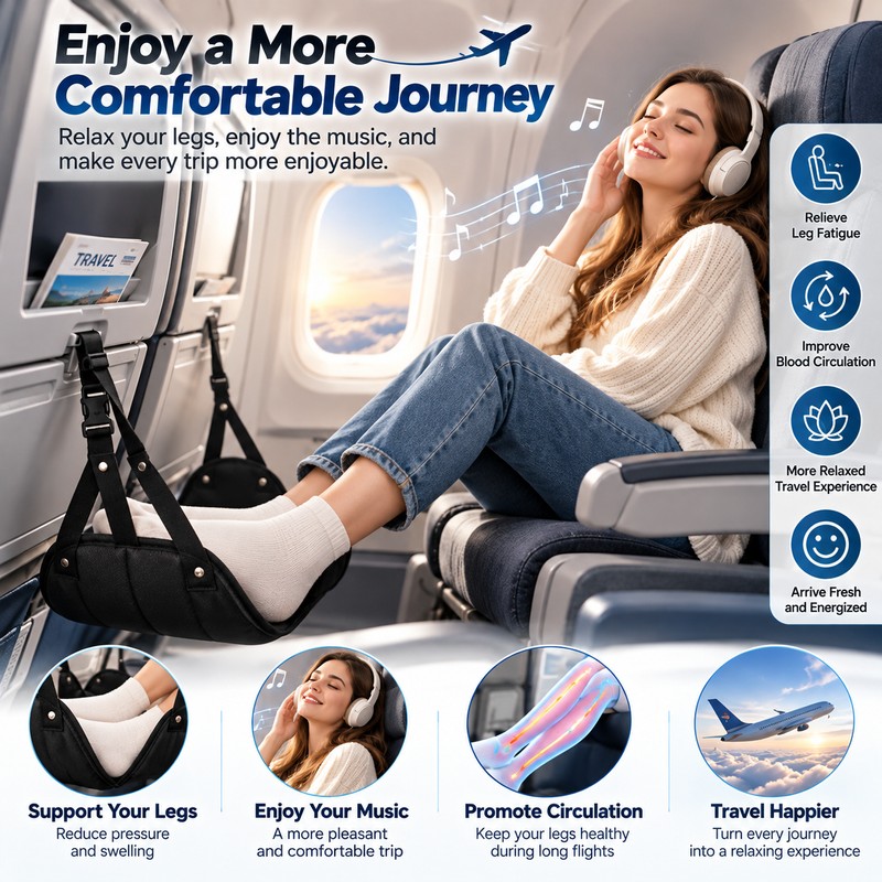 Adjustable Airplane Footrest for Comfortable Travel – Portable Dacron Foot