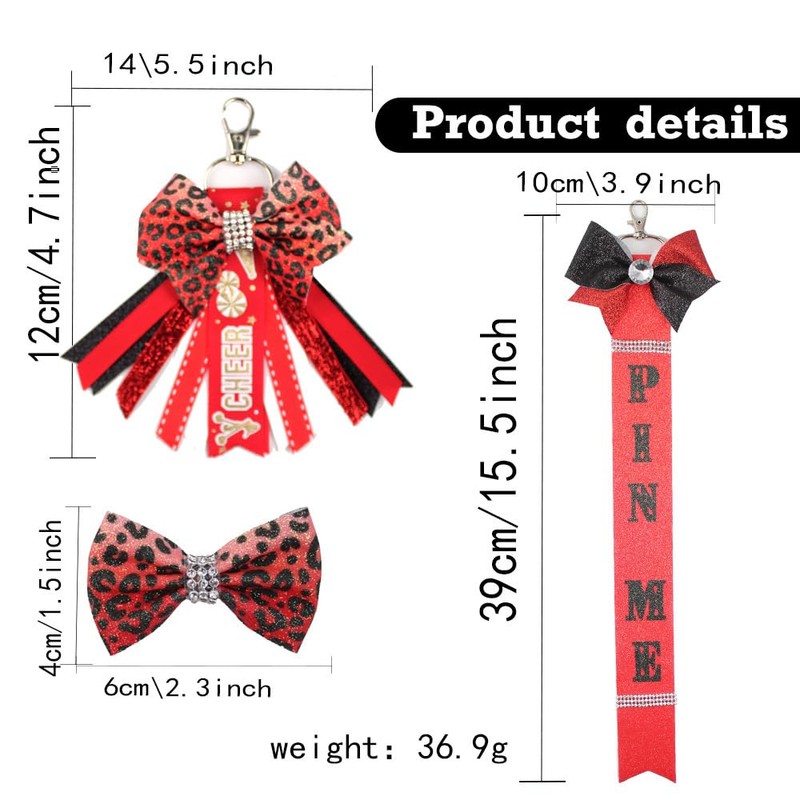 Cheerleader Pin Me Bow Keyring Glitter Pin 4 Pieces Pin