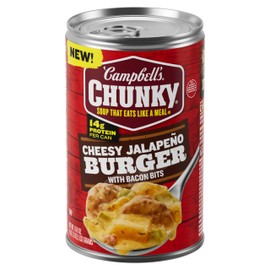 Campbell’s Chunky Soup, Cheesy Jalapeño Burger with Bacon Bits, 18.8 oz Can