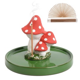 HOKPA Mushroom Incense Holder, with 30 Incense Sticks, Handmade Incense Stick Burner, Nature Theme Incense Burner, Home Decoration Accessories