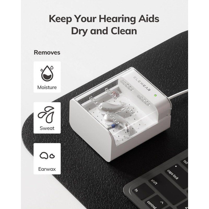 ELEHEAR Hearing Aid Dryer and Dehumidifier, Removes Moisture, Sweat, and