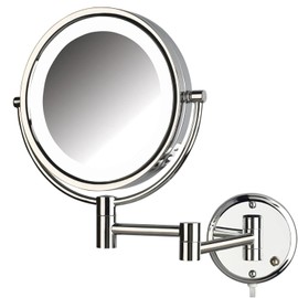 Jerdon HL88CL Espejo para Maquillaje con Iluminación LED, de 21.5 cm para Montar en Pared, Aumento de 8 x, Acabado en Níquel
