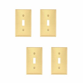 Brushed Brass Toggle Switch Plate Decorative Rectangular Wall Plate �4.5" H X 2.75" W Standard Size Switch Plate Single Toggle/Dimmer Switch Plate | Renovators Supply Manufacturing Pack Of 4