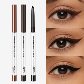 Waterproof Smudge-proof Quick-dry Gel Eyeliner Pencil Precision Tip for Beginner Friendly Lightweight Matte Finish 3-piece SetColor: 3-Color