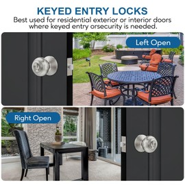 3 Pack Keyed Entry Door Knob Set, All Keyed Same Exterior and Interior Stainless Steel Door Locks, Satin Nickel Front/Entrance Door Knobs Handle