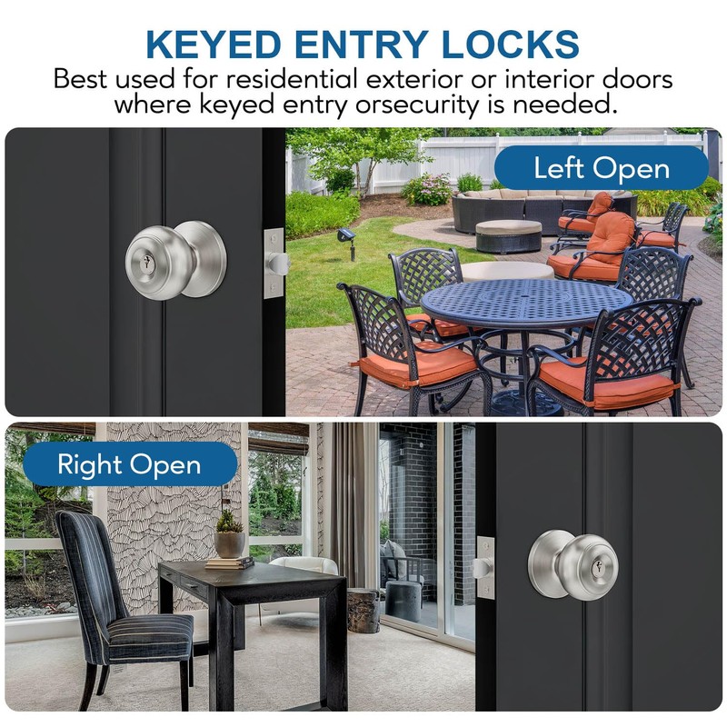 3 Pack Keyed Entry Door Knob Set, All Keyed Same