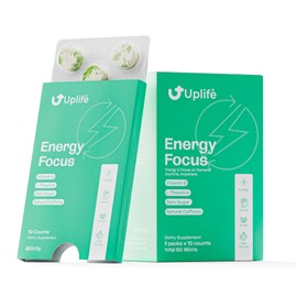 UPLIFE Energy Mints 6 Packs x 10 Counts – Fast-Acting 40 mg Caffeine Gum with 80 mg L-Theanine & B12 – Sugar-Free & 100% Vegan – Caffeine Mints for Natural Energy Boost & Freshness