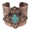 Gypsy Jewels Simulated Turquoise Western Style Silver Tone Wide Cuff