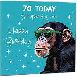 Cute 70th Birthday Card Another Year Older Funny Cool Monkey Birthday Card for 70th Years, Seventieth, Seventy,