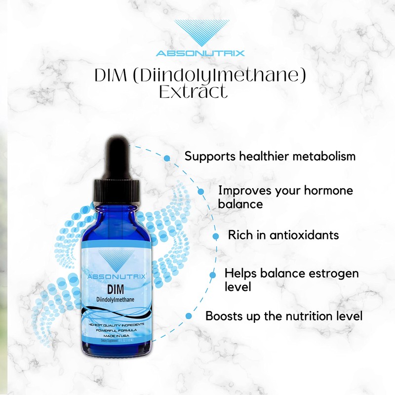 DIM (Diindolylmethane) Extract 593 mg, 4 Oz Bottle, 200 Potent