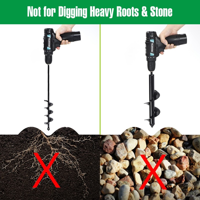DEEGETEL Auger Drill Bit for Planting 4 Pack, Garden Ground