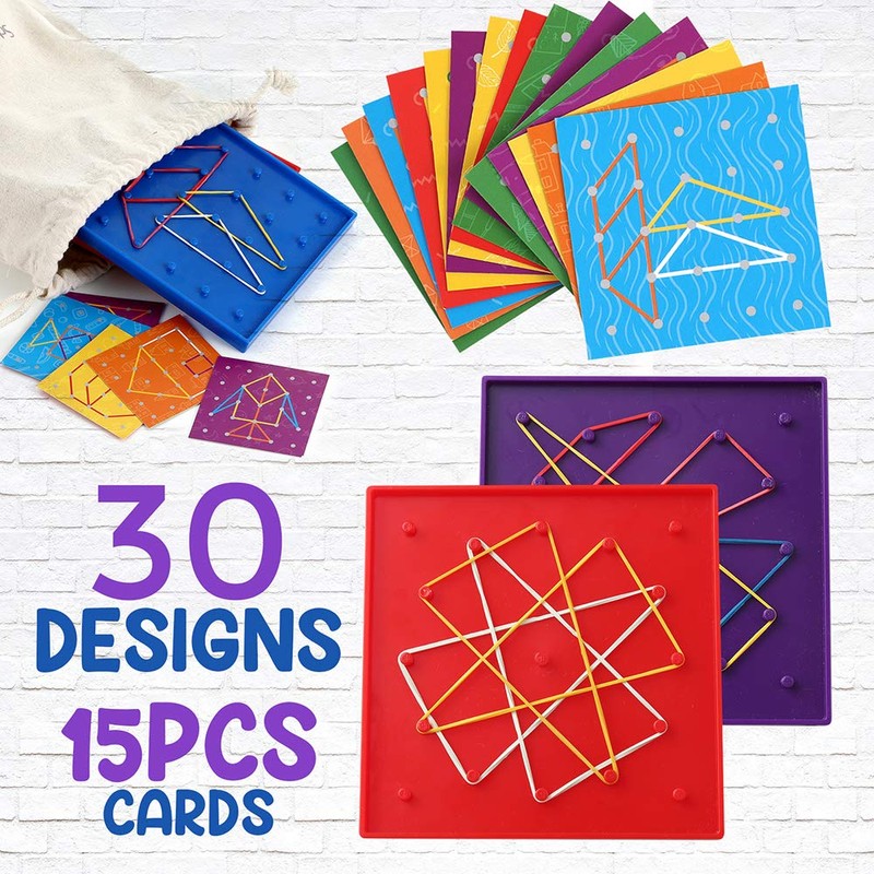 6 Pack Double-Sided Geoboard Mathematical Manipulative Material Array Block Geo