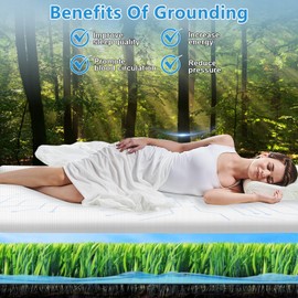 panthem Grounding Fitted Sheet 140 x 200 cm White 38 cm Deep Pocket Grounding Bed Sheet Grounding Bed Sheet for Better Sleep and Help with Anxiety Conditions, Cotton and Silver Fibre Grounding Sheet