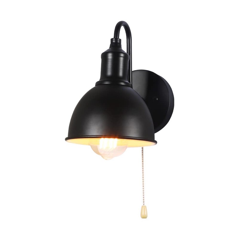 VinTopsh Black Wall Sconces with Pull Chain Switch, Metal Wall