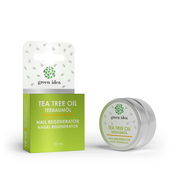 green idea - Tea Tree Oil Nail Cream - For Damaged, Split and Brittle Nails - Regenerating - Pocket Size - 10 ml