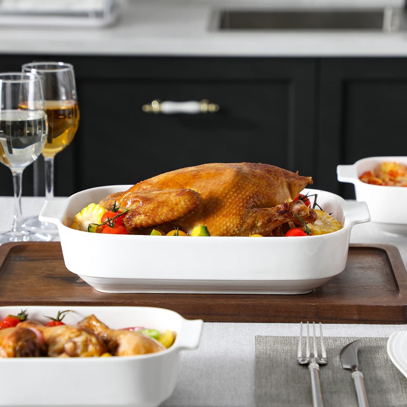 MALACASA Casserole Dishes for Oven, Ceramic Baking Dishes Set of