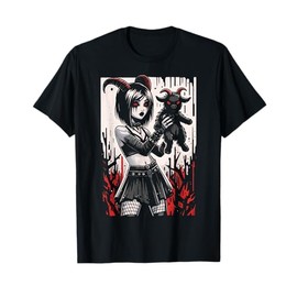 Black Goat Demon Alt Goth Girl Red Satanism Devil Occult T-Shirt