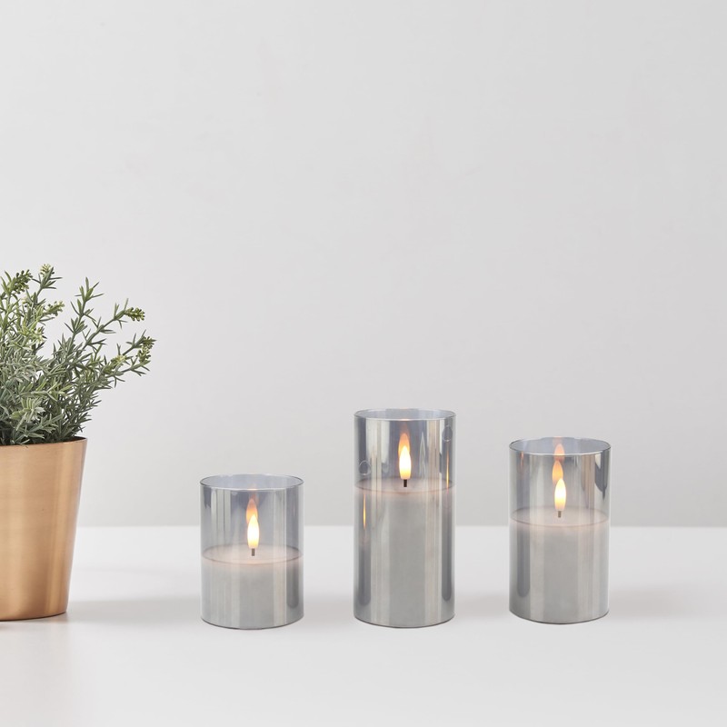 Stonebriar 3 Pack Real Wax Assorted Size Flameless LED Pillar