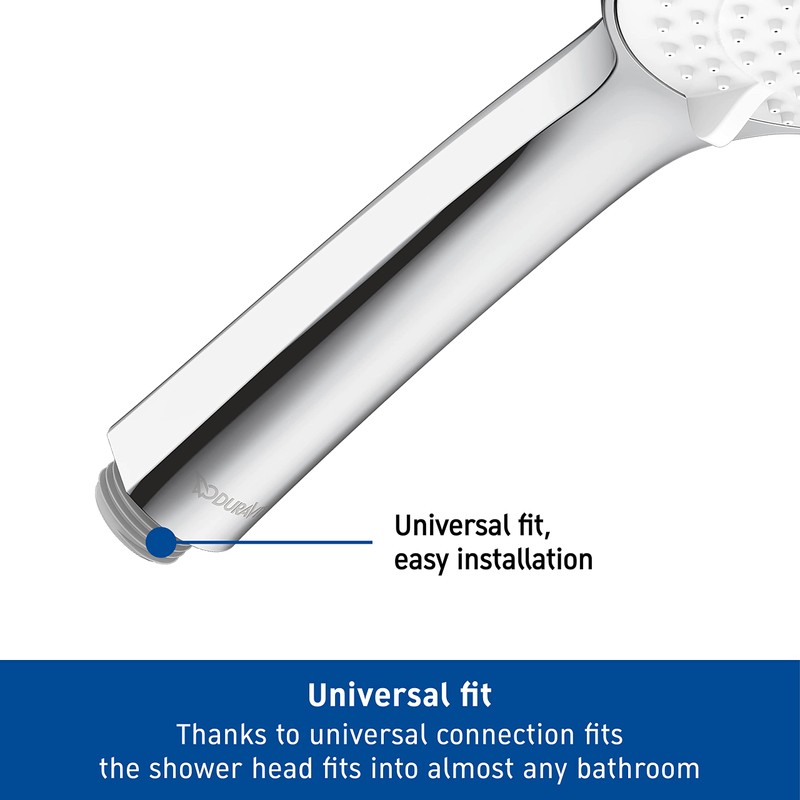 Duravit UV0652015010 Universal Shower Head, Chrome/White, wassersparend (MinusFlow), mit 3