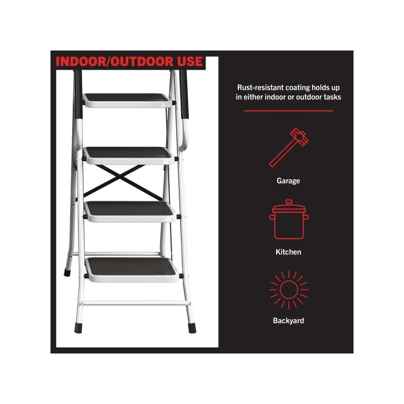 4 Step Ladder Folding Step Stool Ladder for Adults with